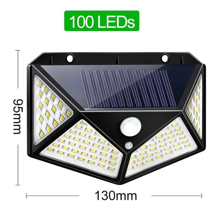 Set 4x Lampi Solare, LED 100, 4 Cadrane - Senzor + Lumina 270°