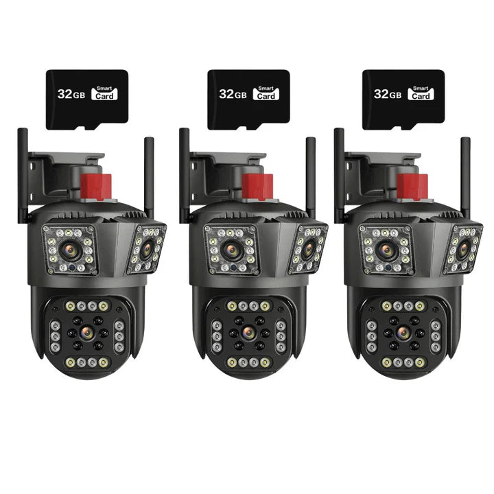 SET 3X Camere Triple Wi-Fi 6K 12MP, Audio bidirectional, AI Motion Detection, Night Vision, Rotire 355°/90°, IP66, 3x Card 32GB Incluse