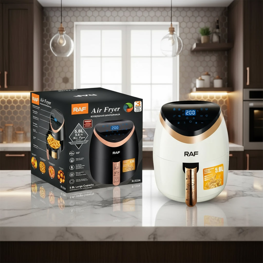 Friteuza Air Fryer RAF - Gatire fara Ulei, Capacitate 6lL, 2400W, Display Touch Screen + SET 100 Hartii de Copt