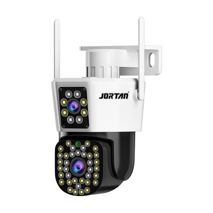 Camera Duala WiFi Jortan - 6MP, Full HD 4K, LAN/WiFi cu Alarma, Detectare Umana, Recunoastere Faciala