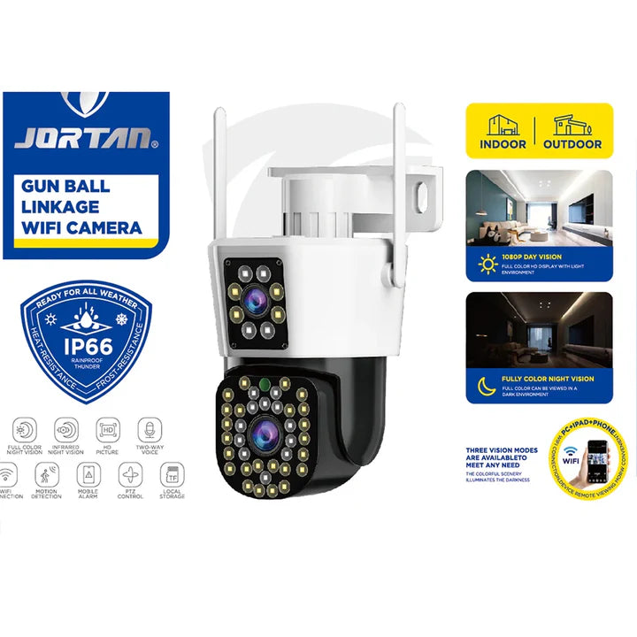 Camera Duala WiFi/LAN Jortan - 6MP 4K - Detectare Umana, Card 32GB inclus