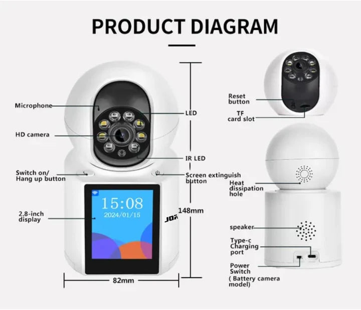 Camera Smart Jortan JT-9291 Pro - 3MP, Apeluri Video, Detectare Miscare, Night Vision, Panoramare 355°