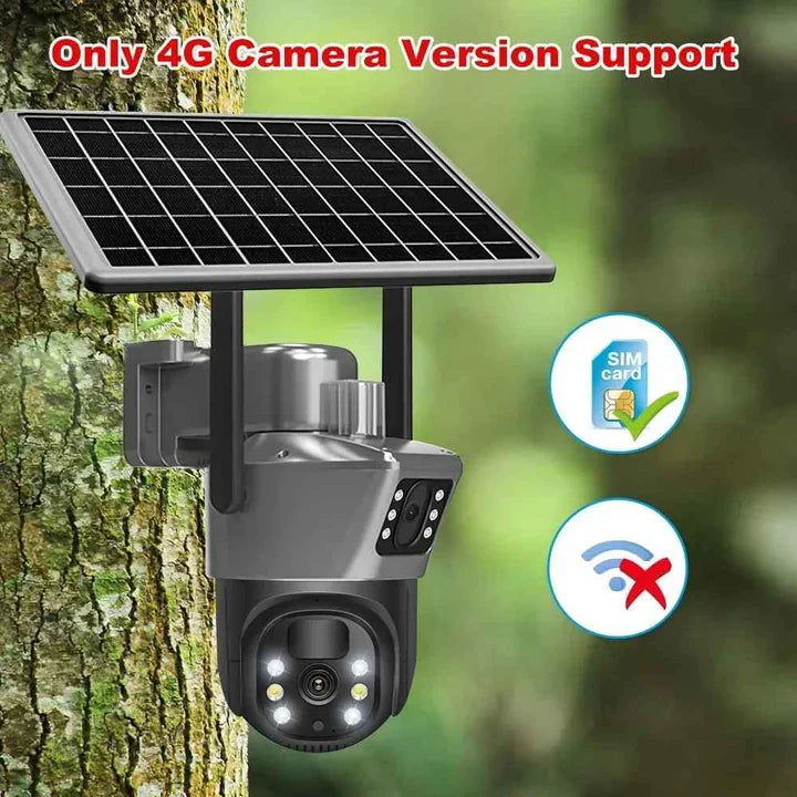 Camera Dubla 4G cu Panou Solar 6MP, Slot de Cartela SIM, Viziune Nocturna, IP66 + Card 32GB