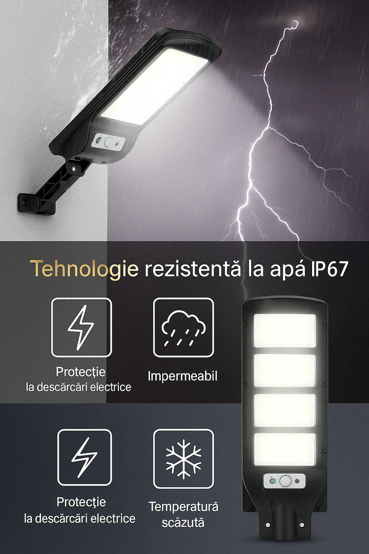Set 2x Lampa cu Incarcare Solara Jortan, 100W, 160 LED-uri COB, Senzor de Miscare