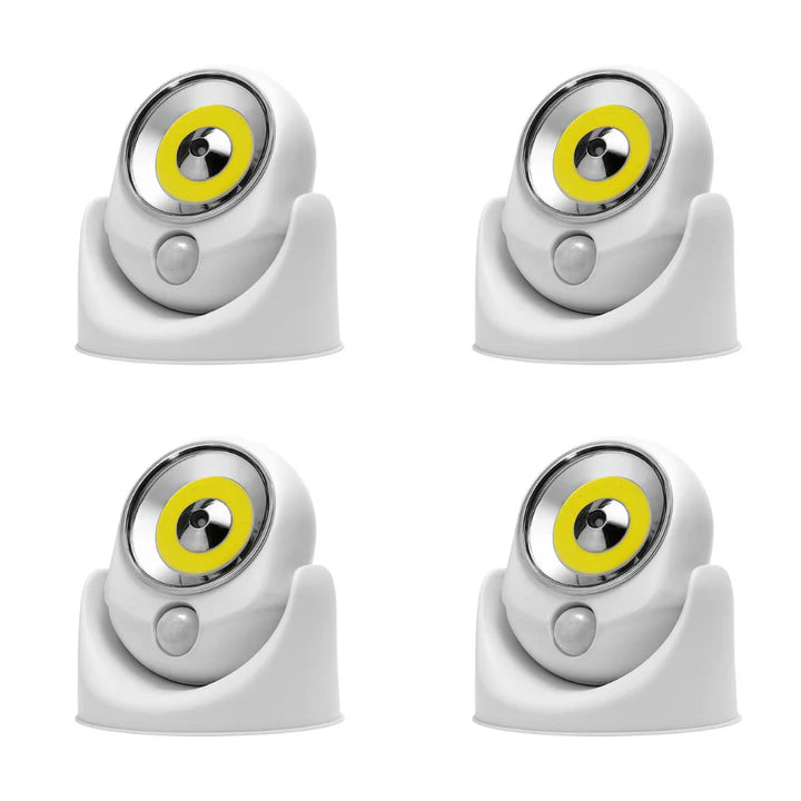 SET 4X Lampi LED Wireless cu Senzor de Miscare, Rotativa 360°, Alb, 120×80×144 mm