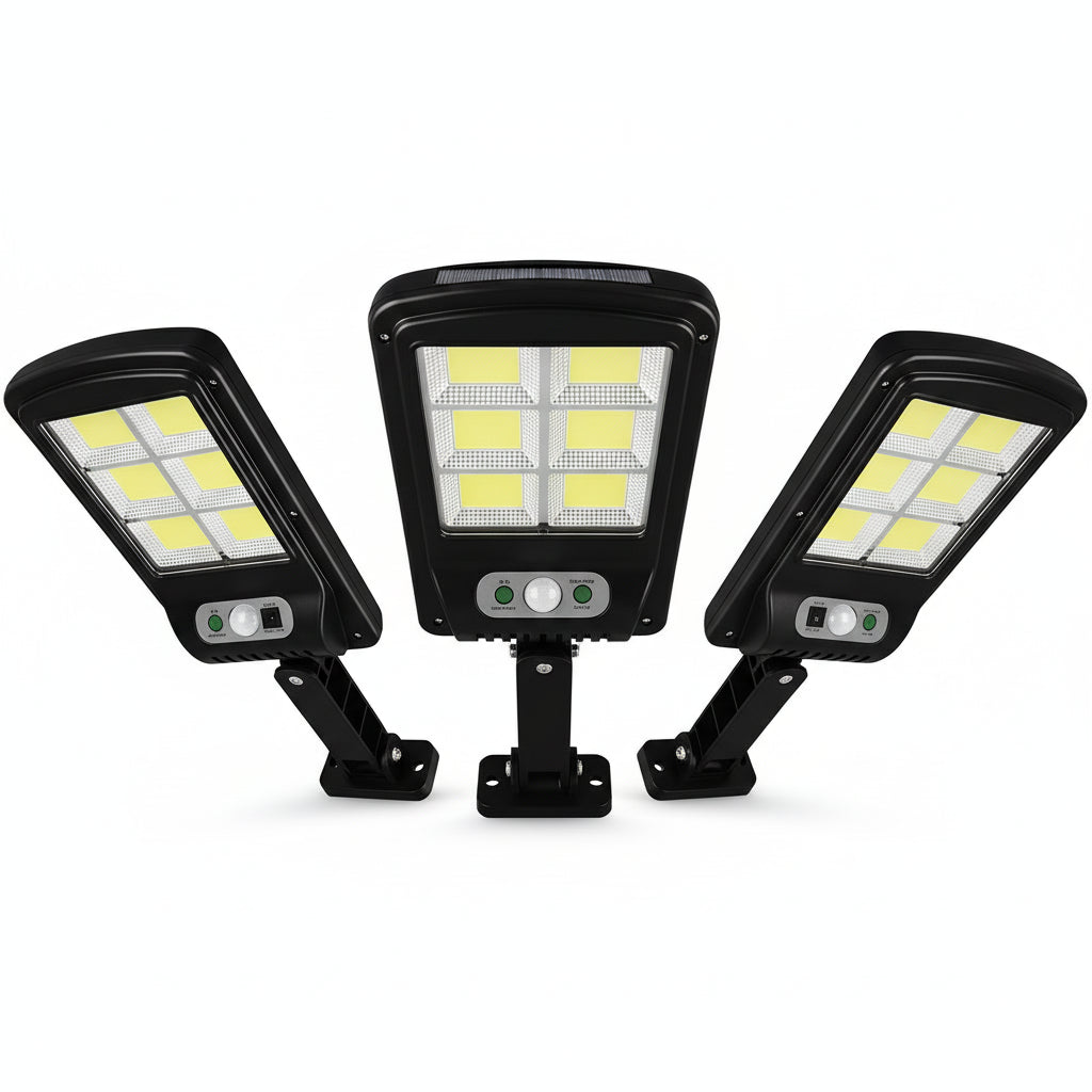 Set 3x Lampi Jortan cu Incarcare Solara, 8 Celule, 100W, LED COB, cu Senzor de Miscare