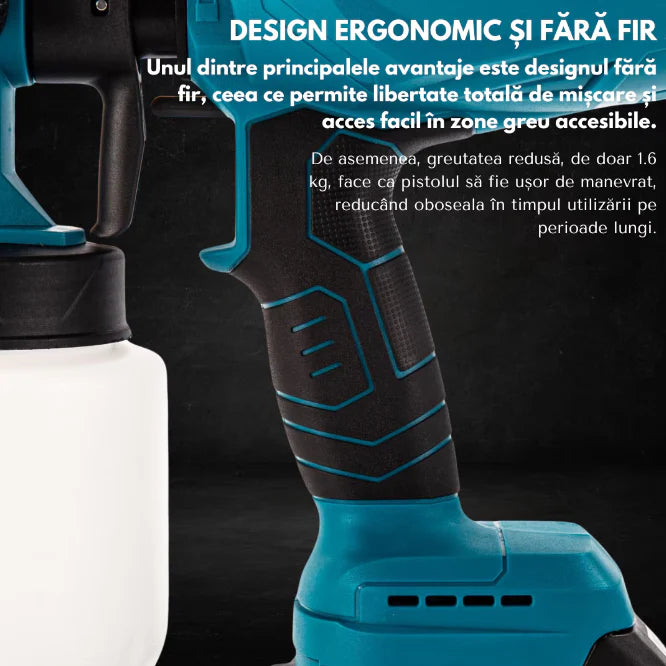 Pistol de Vopsit Electric Fara Fir 210W, ProDIY, 2x Baterie Li-Ion 48V, Capacitate 800 ml