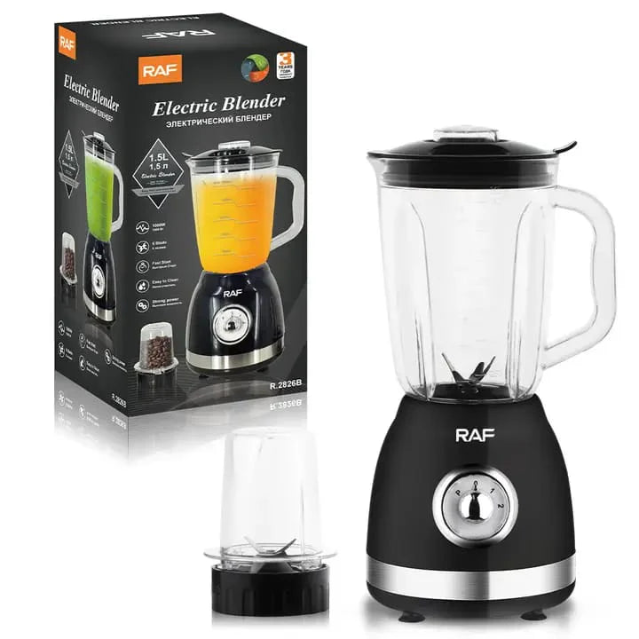 Blender de Bucatarie RAF – 1000W, Vas de Sticla Rezistent, Cu Rasnita si 2 Viteze