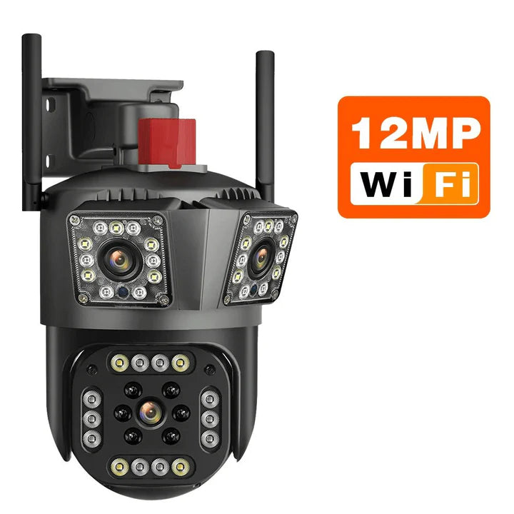SET 3X Camere Triple Wi-Fi 6K 12MP, Audio bidirectional, AI Motion Detection, Night Vision, Rotire 355°/90°, IP66, 3x Card 32GB Incluse
