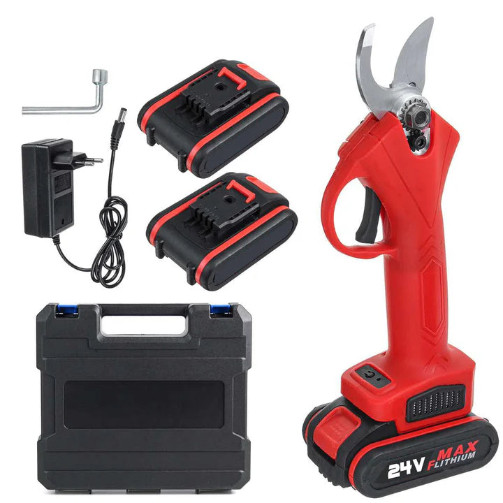 Foarfeca Electrica pentru Gradina, cu 2 Acumulatori 48V, Accesorii si Valiza de Transport incluse