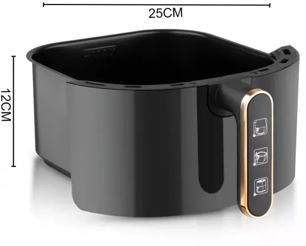 Friteuza Air Fryer RAF, 6L, Aer Cald Fara Ulei, 1500W, Touch Screen Digital, Negru, Sticla Transparenta