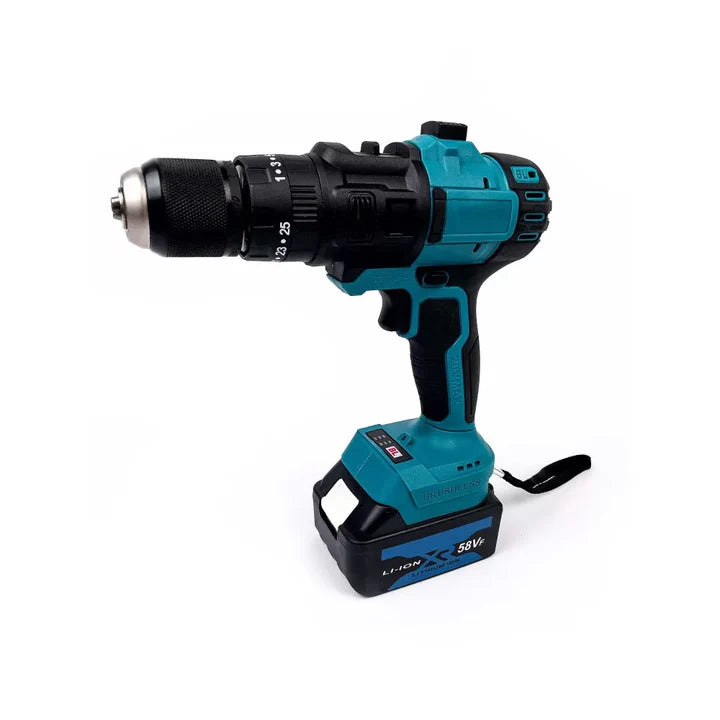 Trusa Completa 5in1 - Scule Electrice, cu Acumulator 48V, Bormasina, Cheie impact, Minidrujba, Fierastrau sabie