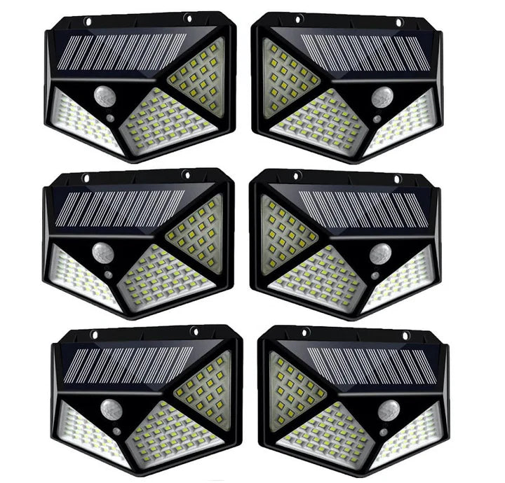 Set 6x Lampi Solare, LED 100, 4 Cadrane - Senzor + Lumina 270°