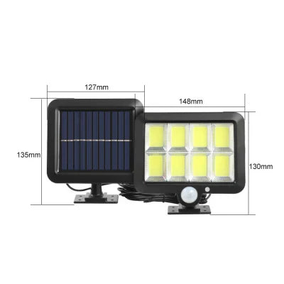 Set 2x Proiector Solar cu 100 LED-uri COB, Senzori de Lumina si Miscare