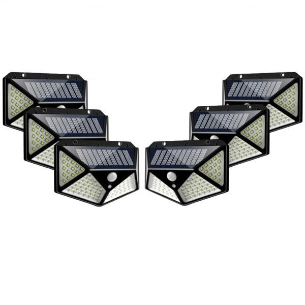 Set 6x Lampi Solare, LED 100, 4 Cadrane - Senzor + Lumina 270°