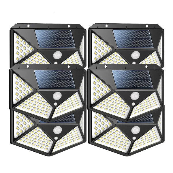 Set 6x Lampi Solare, LED 100, 4 Cadrane - Senzor + Lumina 270°